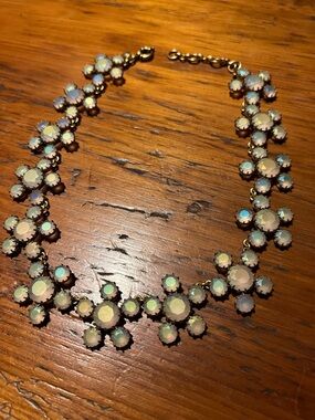 J. Crew Opalescent Floral Statement Necklace - White/Green/Blue Hues